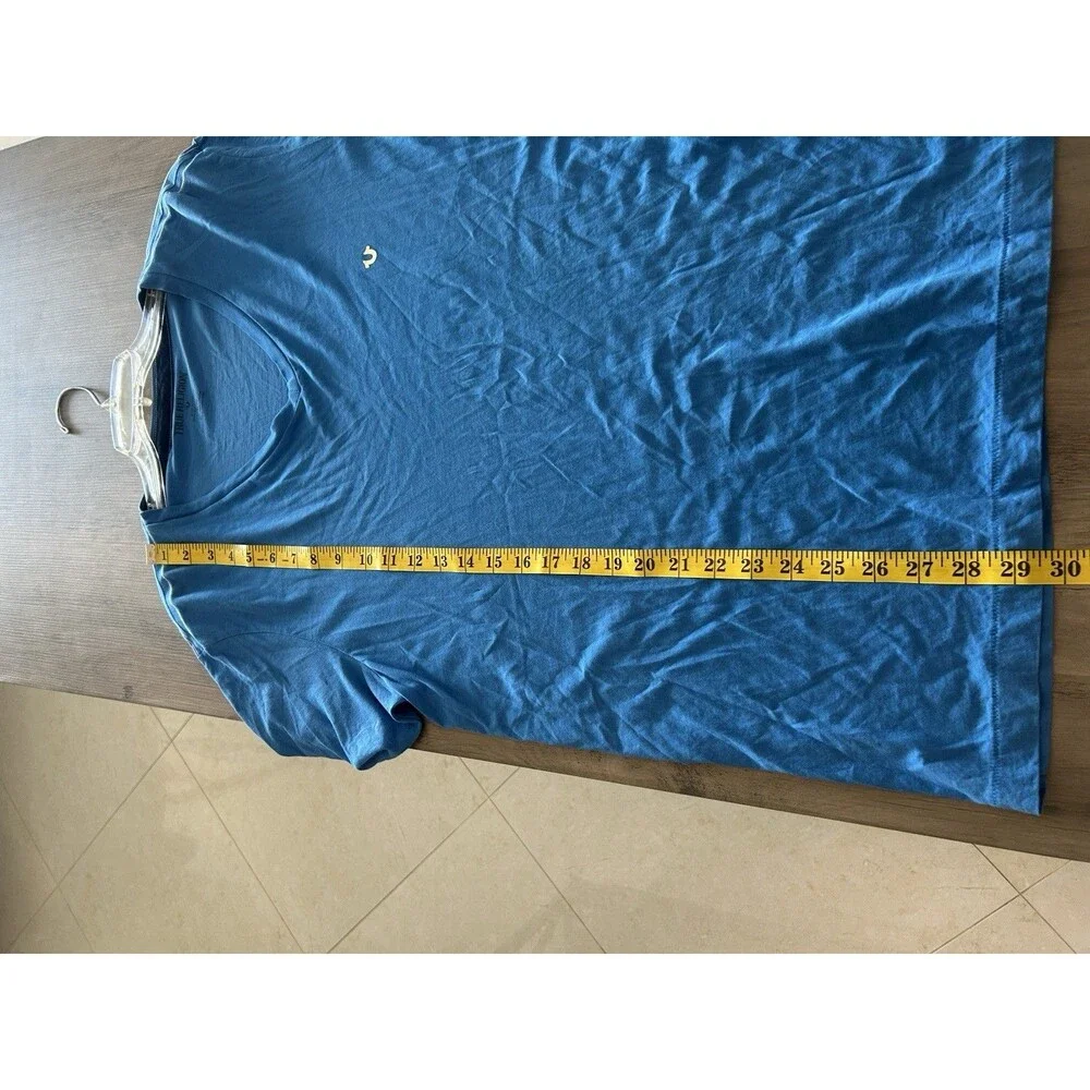 TRUE RELIGION Shirt Mens XL Blue V Neck Horseshoe Logo Cotton Short Sleeve Tee